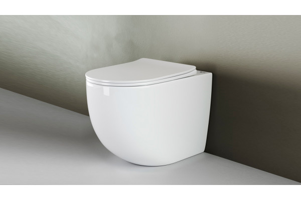 Унитаз приставной Ceramica Nova Mia CN1810 с микролифтом, безободковый, белый, овальный, 36x56 см