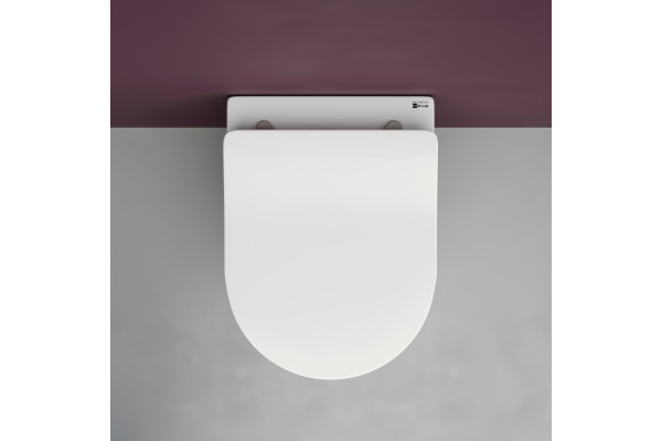Унитаз подвесной Ceramica Nova Play CN3001 с микролифтом, безободковый, белый, овальный, 37x49 см