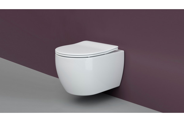 Унитаз подвесной Ceramica Nova Play CN3001 с микролифтом, безободковый, белый, овальный, 37x49 см