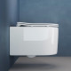 Унитаз подвесной Ceramica Nova Moments CN3003 с микролифтом, безободковый, белый, овальный, 37x49 см