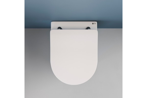 Унитаз подвесной Ceramica Nova Moments CN3003 с микролифтом, безободковый, белый, овальный, 37x49 см