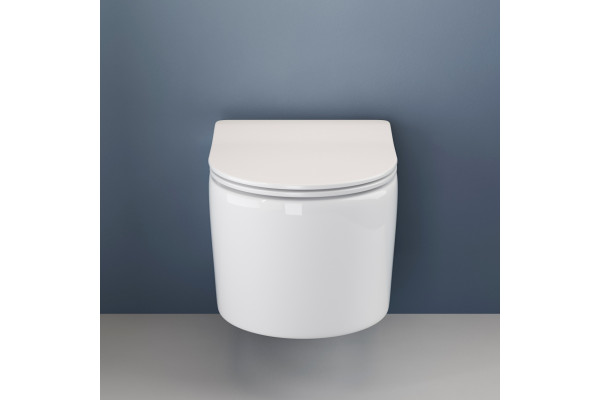 Унитаз подвесной Ceramica Nova Moments CN3003 с микролифтом, безободковый, белый, овальный, 37x49 см