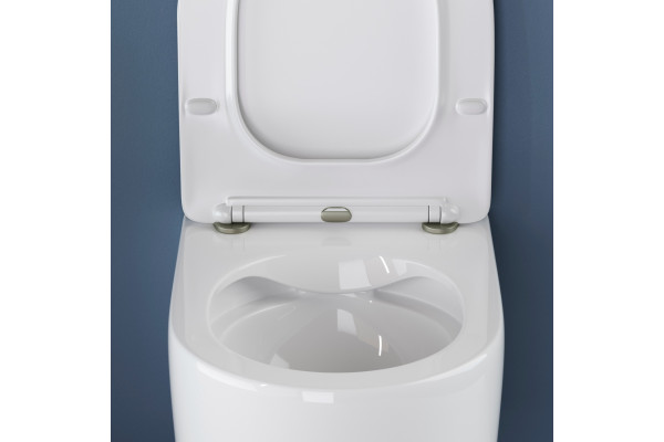 Унитаз подвесной Ceramica Nova Moments CN3003 с микролифтом, безободковый, белый, овальный, 37x49 см