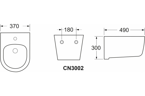 Биде подвесное Ceramica Nova Play CN3002 цвет белый, овальное, 37x49 см