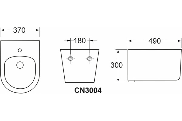 Биде подвесное Ceramica Nova Moments CN3004 цвет белый, овальное, 37x49 см