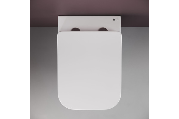Унитаз подвесной Ceramica Nova Metric Rimless CN3007 с микролифтом, безободковый, белый, прямоугольный, 34.5x51 см