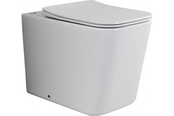 Унитаз приставной Ceramica Nova Cubic Rimless CN1809 с микролифтом, безободковый, белый, прямоугольный, 34.5x52 см