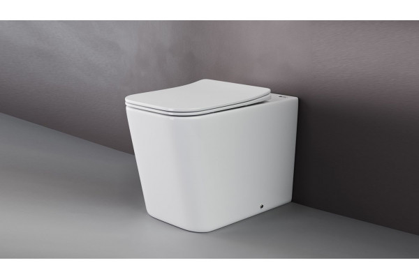 Унитаз приставной Ceramica Nova Cubic Rimless CN1809 с микролифтом, безободковый, белый, прямоугольный, 34.5x52 см