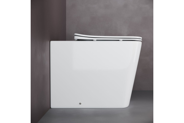 Унитаз приставной Ceramica Nova Cubic Rimless CN1809 с микролифтом, безободковый, белый, прямоугольный, 34.5x52 см