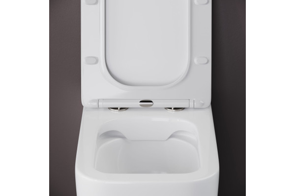 Унитаз приставной Ceramica Nova Cubic Rimless CN1809 с микролифтом, безободковый, белый, прямоугольный, 34.5x52 см