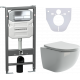 Комплект Унитаз подвесной Ceramica Nova Forma CN3009 безободковый, с микролифтом + Система инсталляции для унитазов Envision CN1002CH с кнопкой смыва и шумоизоляционной панелью, цвет белый