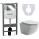 Комплект Унитаз подвесной Ceramica Nova Forma CN3009 безободковый, с микролифтом + Система инсталляции для унитазов Envision CN1001CH с кнопкой смыва и шумоизоляционной панелью, цвет белый