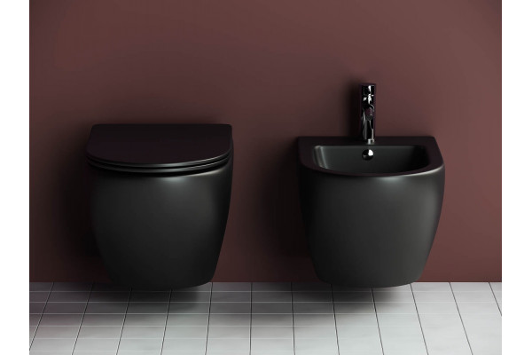 Комплект Унитаз подвесной Ceramica Nova Metropol CN4002MB безободковый, с микролифтом + Система инсталляции для унитазов Ceramica Nova Envision Round CN1001CH кнопка хром и шумоизоляционной панелью, цвет черный