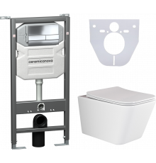 Комплект Унитаз подвесной Ceramica Nova Metric Rimless CN3007 с микролифтом, безободковый + Система инсталляции для унитазов Ceramica Nova Envision CN1002CH с кнопкой см