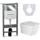 Комплект Унитаз подвесной Ceramica Nova Metric Rimless CN3007 с микролифтом, безободковый + Система инсталляции для унитазов Ceramica Nova Envision CN1001CH с кнопкой смыва и шумоизоляционной панелью, цвет белый