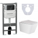Комплект Унитаз подвесной Ceramica Nova Metric Rimless CN3007 с микролифтом, безободковый + Система инсталляции для унитазов Ceramica Nova Envision CN1001B с кнопкой смыва и шумоизоляционной панелью, цвет белый