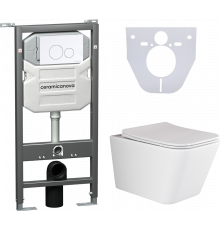 Комплект Унитаз подвесной Ceramica Nova Metric Rimless CN3007 с микролифтом, безободковый + Система инсталляции для унитазов Ceramica Nova Envision CN1001W с кнопкой см