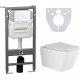 Комплект Унитаз подвесной Ceramica Nova Metric Rimless CN3007 с микролифтом, безободковый + Система инсталляции для унитазов Ceramica Nova Envision CN1001W с кнопкой смыва и шумоизоляционной панелью, цвет белый