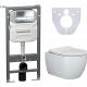 Комплект Унитаз подвесной Ceramica Nova Play CN3001 безободковый, с микролифтом + Система инсталляции для унитазов Envision CN1002CH с кнопкой смыва и шумоизоляционной панелью, цвет белый