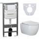 Комплект Унитаз подвесной Ceramica Nova Play CN3001 безободковый, с микролифтом + Система инсталляции для унитазов Envision CN1002W с кнопкой смыва и шумоизоляционной панелью, цвет белый