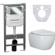 Комплект Унитаз подвесной Ceramica Nova Play CN3001 безободковый, с микролифтом + Система инсталляции для унитазов Envision CN1001CH с кнопкой смыва и шумоизоляционной панелью, цвет белый