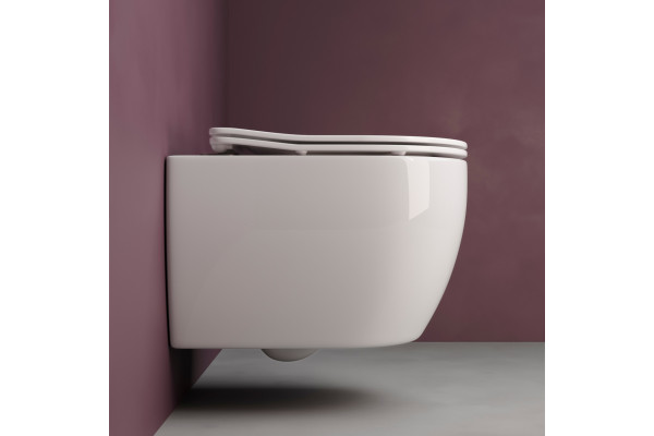 Комплект Унитаз подвесной Ceramica Nova Play CN3001 безободковый, с микролифтом + Система инсталляции для унитазов Envision CN1001CH с кнопкой смыва и шумоизоляционной панелью, цвет белый