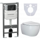 Комплект Унитаз подвесной Ceramica Nova Play CN3001 безободковый, с микролифтом + Система инсталляции для унитазов Envision CN1001B с кнопкой смыва и шумоизоляционной панелью, цвет белый