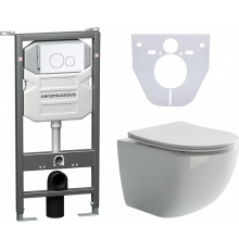 Комплект Унитаз подвесной Ceramica Nova Forma CN3009 + Система инсталляции для унитазов Envision CN1001W с кнопкой смыва и шумоизоляционной панелью, цвет белы