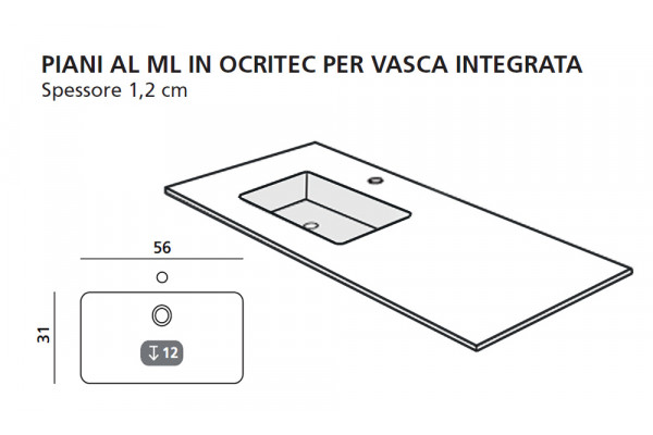 CERASA Movida База открытая GIORNO 15х505х48 см цвет Tavolato Biscotto MVB45 260 15 Tavolato Biscotto