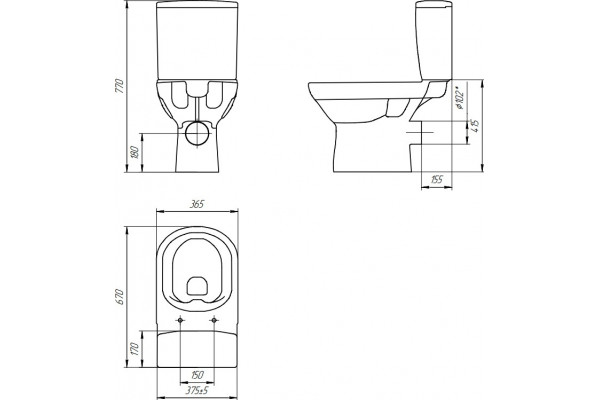 Унитаз-компакт Cersanit City new clean on 011 безободковый белый, овальный, 37.5x67 см