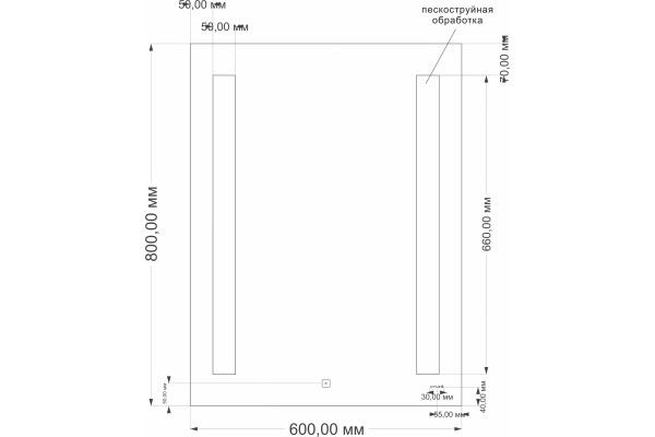 Зеркало Cersanit LED 020 base 60, с подсветкой, прямоугольное