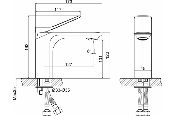 Смеситель Cersanit Odra 63050 для раковины, хром, однорычажный, высота излива 10.1 см