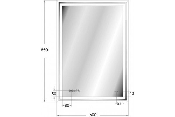 Зеркало Cersanit LED 080 design pro 60x85, с подсветкой в стиле hi-tech