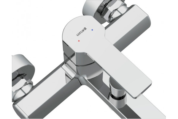 Смеситель Cersanit Smart 63048 для ванны с душем, хром, однорычажный, длина излива 10.7 см