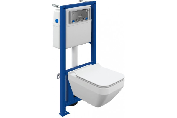 Комплект Cersanit Crea square CO DPL EO slim + инсталляция link pro цвет белый,  в современном стиле