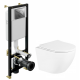 Комплект 3 в 1 инсталляция Cersanit Black + Унитаз подвесной BelBagno Uno + кнопка хром в современном стиле
