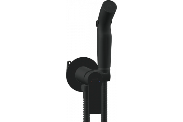 Гигиенический душ Cersanit Brasko Black 64103 С ВНУТРЕННЕЙ ЧАСТЬЮ, черный, штанга 23.9 см, шланг металлический 120 см