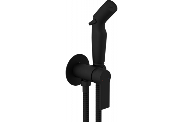 Гигиенический душ Cersanit Brasko Black 64103 С ВНУТРЕННЕЙ ЧАСТЬЮ, черный, штанга 23.9 см, шланг металлический 120 см