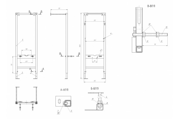 Система инсталляции для унитазов Cersanit Vector бачок 3/6 л, 39.5x31x120.5 см