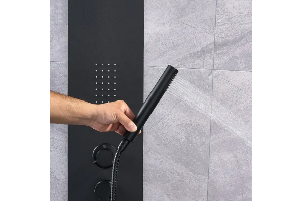 Душевая панель Cerutti Spa Chika B CT9255 черная цвет белый, штанга 142.1 см