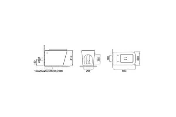 Приставной унитаз с функцией импульсного смыва Cerutti Spa Disgrazia Pulse CT7269, белый, прямоугольный, 36x60 см