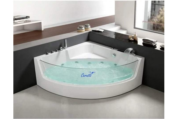 Акриловая гидромассажная ванна Cerutti Spa C-401 1500x1500x580 четверть круга, пристенная