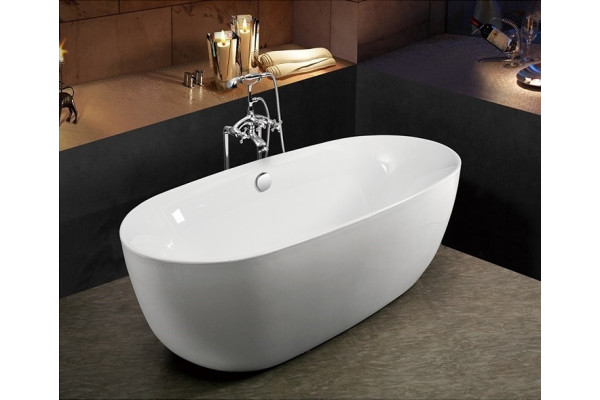 Отдельностоящая акриловая ванна Cerutti Spa Fiastra С-3175 170x80 Белая со сливом-переливом овальная,  в современном стиле