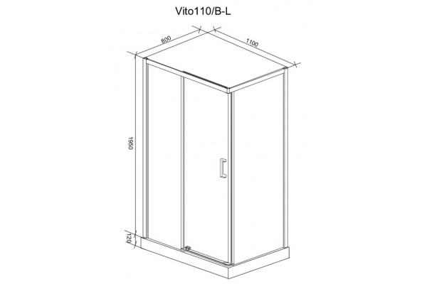 Душевой уголок Cerutti Spa Vito110B-L без поддона прямоугольный, двери раздвижные