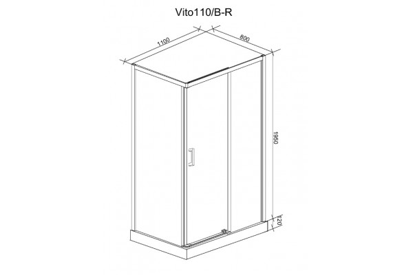 Душевой уголок Cerutti Spa Vito110B-R без поддона прямоугольный, двери раздвижные