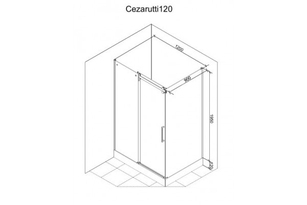 Душевой уголок Cerutti Spa Cezares120B без поддона прямоугольный, двери раздвижные