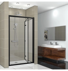 Душевая дверь в нишу Cerutti Spa Bella D91B 90 см, профиль черный, складная, стекло прозрачное