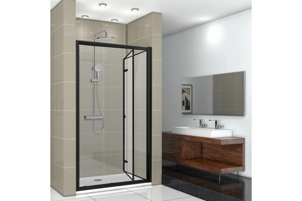 Душевая дверь в нишу Cerutti Spa Bella D91B 90 см, профиль черный, складная, стекло прозрачное