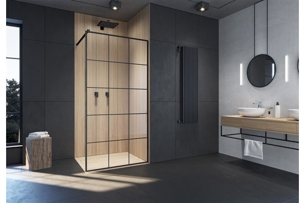 Душевая перегородка Cerutti Spa Muza T100 100 см, профиль черный, двери раздвижные, стекло прозрачное