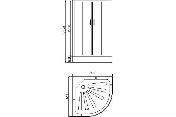 Душевой уголок Cerutti Spa Viva 90 90x90, профиль хром, четверть круга, двери раздвижные